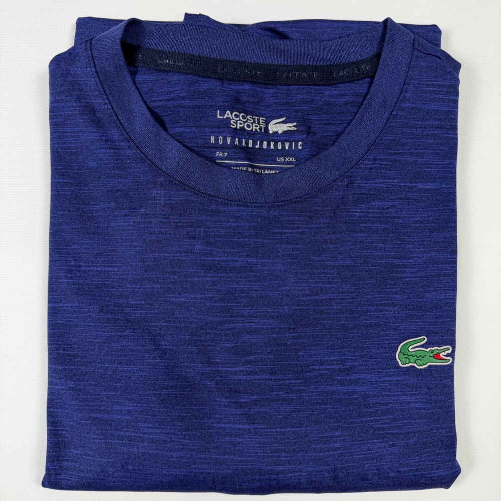Lacoste Sport Tennis X Novak‎ Djokovic T-Shirt Mens XXL Blue Heathered Athletic